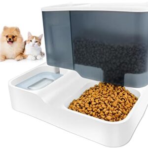 OBOVO Automatic Cat Food Dispenser Set, 3L 2 in 1 Automatic Gravity Dog Cat Water and Food Dispenser for Small Pets (Blue)