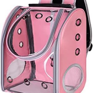 PETCUTE Dog Backpack, Breathable Transparent Cat Backpack, Transport Bag, Pet Backpack with Removable Mat for Travel, Airline Approved Space Capsule Backpack