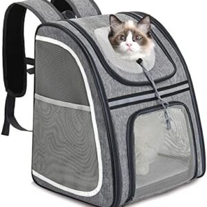 PETCUTE Dog Backpack for Small Dogs Cats Puppies up to 7 kg, Breathable and Foldable Pet Backpack with Inner Safety Lead, Waterproof Cat Backpacks with Removable Mat