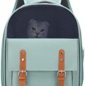 PETCUTE Dog Backpack up to 8 kg, Pet Dogs Cats Backpack with Inner Safety Lead, Breathable Cat Backpack Large Cats with Window, Removable Mat, for Dogs Cats Pets