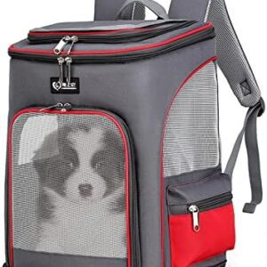 PETCUTE Dog Backpacks Cat Backpack, Breathable Dog Backpack for Cats and Dogs with Removable Mat, Transparent Window, Foldable Pet Backpack with Safety Lead for Travel