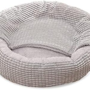 PETCUTE Dog Bed for Small Dogs, Cat Bed, Large Dogs, Round Plush Dog Cushion, Washable Pet Bed for Cats and Dogs, Dog Beds with Non-Slip Underside, Attached Blanket