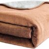 PFIMIGH Waterproof Dog Blanket, 3-layer Flannel and Sherpa Pet Throw, Reversible Protector Cover for Bed Couch Sofa, Camel, 152x203cm
