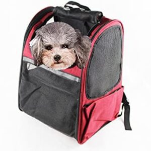 Pet Dog Cat Travel Carrier Mesh Breathable Carrier Cage Carrier Foldable Travel Car (Red)
