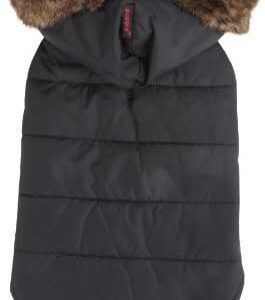 Puppia Cody Hood Winter Dog Vest/Coat, Medium, Black