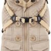 Puppia Wilkes Winter Dog Coat with Integrated Harness No Pull Cold Weather Waterproof Warm Fleece Back Zipper for Small & Medium Dog, Beige, Medium