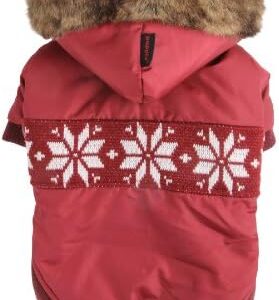 Puppia Wonderland Winter Dog Coat, Small, Wine