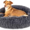QOFLY Fluffy Dog Bed, 70 cm, Round Dog Cushion, Fluffy Plush Dog Beds, Doughnut Dog Sofa, Cat Bed, Dog Cushion, Dog Basket for Large and Small Dogs, Cats, Pets