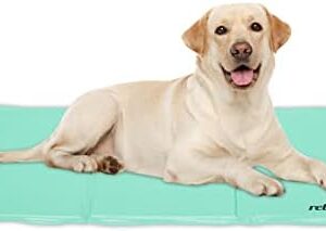 Relaxdays Dog Cooling Mat, 60 x 100 cm, Self-Cooling Dog Mat, Gel Wipe Clean Cooling Mat for Pets, Turquoise
