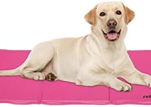 Relaxdays Self-Cooling Dog Mat, 60 x 100 cm, Wipeable, Gel Pad, Cooling for Animals, Pink