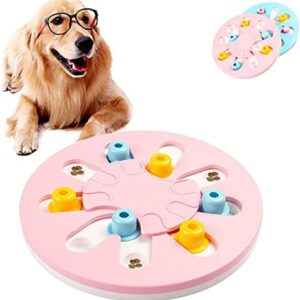 SUOXU Dog Puzzle Slow Feeder Dog Toy, Puppy Treat Dispenser Feeder Toy, Interactive Dog Puzzle Feeder Dog Training Improve IQ Puzzle Dog Bowl (Pink-2)