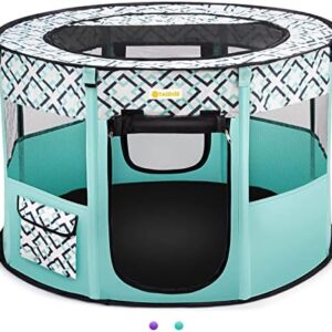 TASDISE Portable Pet Playpen Foldable Dog Cat Delivery Room Exercise Kennel Tent for Puppy Dog Cat Rabbit Indoor Outdoor Travel with Carrying Case (Green-Small)