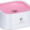 TOWEAR Pet Floating Water Bowl,1.5L Slow-Down Water Feeder Fountain No Spill Anti-Overflow Anti-Choking Automatic Water Food Bowl for Dog Cat Puppy Animal Feeding (Pink)