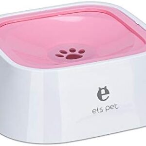 TOWEAR Pet Floating Water Bowl,1.5L Slow-Down Water Feeder Fountain No Spill Anti-Overflow Anti-Choking Automatic Water Food Bowl for Dog Cat Puppy Animal Feeding (Pink)