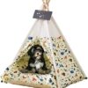 Teepee Tent for Pets Dog Tent Pet Tent for Dogs and Cats with Cushion Dog Cat Tent Removable and Washable 50 x 50 x 60 cm (Animal)