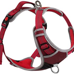 ThinkPet ComfortPro Extra Strong Nylon Dog Harness with Breathable Mesh, Reflective Harness with Traffic Handle Safety Vest for Outdoor Walking/Hiking/Travel for Medium/Large Dogs