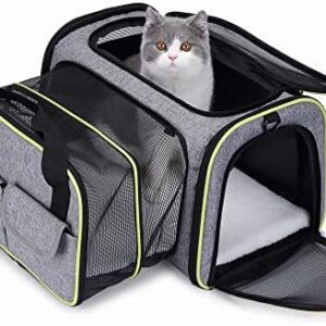Tidyard Cat Carrier Extendable Travel Pet Carrier Cat Dog Carrier Soft Foldable Dog Cat Carrier Carrier Carrier with Pockets (Grey)