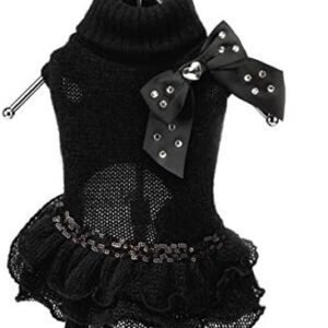 Trilly All Brilli Vivienne Dress Angora Bow with Heart and Sw, Black, XXS