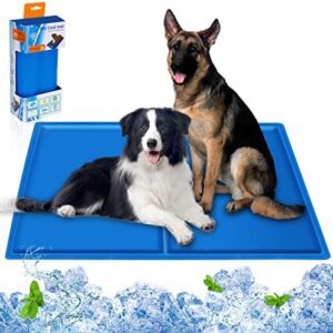 UUEMB Cooling Mat for Dogs, 96 x 81 cm, Pet Ice Mat, Self-Cooling Mat with Non-Toxic Gel for Dogs, Cats & People, Cool Dog Blanket, Cold Gel Pad for Indoor and Outdoor Use (Blue, XL)