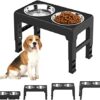 VavoPaw Elevated Dog Bowls, Foldable Detachable Adjustable Raised Stand Feeder with 2 Stainless Steel Bowls, 4 Adjustable Heights Dog Cat Raised Dog Food Water Dish Bowls for Cats Dogs in