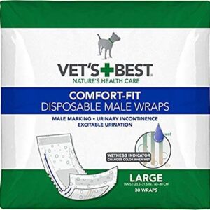 Vet’S Best Comfort Fit Disposable Male Dog Diapers | Absorbent Male Wraps with Leak Proof Fit | Large, 30Count