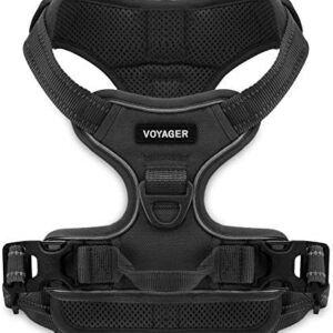 Voyager by Best Pet Supplies -Dual-Attachment No-Pull Adjustable Harness with 3M Reflective Technology, (Black, Medium)