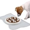 WANTRYAPET Dog Feeder Slow Bowl + Non-Slip Dog Bowl Mats, Ceramic Fun Slow Feed Interactive Bloat Stop Dog Bowl, Eco-Friendly Durable Preventing Choking Healthy Design Bowl for Dog Pet Slow Feeder