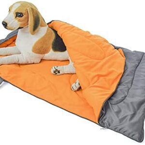 Wivmypog Dog Sleeping Bag, Dog Sleeping Bag, Warm Waterproof Dog Sleeping Bag with Storage Bag for Indoor Outdoor Travel Camping Hiking Backpacking (Orange)