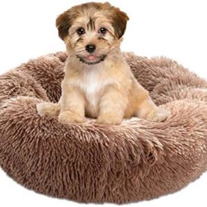 YBBT Cat Bed Round Dog Bed Cushion Fluffy Plush Pet Bed Soft and Comfortable, Warm, Waterproof, Non-Slip, Washable Doughnut Cuddler Nest Suitable for Cats, Small and Medium Dogs