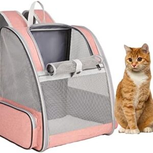 YUOCT Cat Backpack Carrier, Full Ventilation Pet Carrier Backpack for Cats and Small Puppy, Airline Approved Cat Carrying Backpack for Travel and Hiking (Pink)