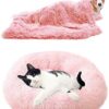 YiCTe Cat Bed Cute Dog Bed Washable Pet Bed Cushion Doughnut Dog Bed Extra Soft Comfortable and Suitable for Cats and Small Medium Large Dogs (70 cm Diameter), Light Pink