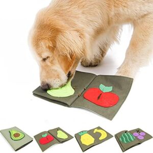 Yolispa Dog Funny Sniffing Book Treats Puzzle Toy Puppy Fruit Book Slow Feeding Toy Promotes Natural Foraging Skills Snuffle Mat for Dogs