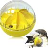 Youmics Dog IQ Treat Balls Adjustable Feeder Dog Puzzle Toy Wobble Wag Talking Gichels Squeaky Undestructible Ball Puppy Chewers Donation Toy for Small/Medium/Large