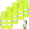 laoonl Car High Visibility Vest 2023, Pack of 4 Safety Vests, Yellow, Highly Visible, Reflective Vest for Children, High Visibility Vest for Children, Drivers, Workers