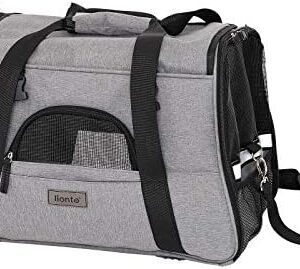 lionto Foldable Dog Bag Dog Box Travel Bag for Pets Dog Transport Box Aeroplane Bag for Small Dogs Cat Bag Grey
