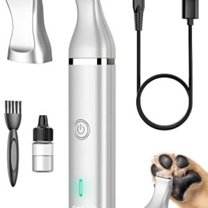 oneisall Dog Clippers with Double Blades,Cordless Small Pet Hair Grooming Trimmer,Low Noise for Trimming Dog's Hair Around Paws, Eyes, Ears, Face, Rump (Gray)