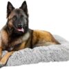 petzy Premium Dog Bed I Fluffy & Washable for Large, Small and Medium Dogs I Multifunctional Dog Mat I Dog Cushion & Cat Cushion I Soothing Dog Sleeping Place (L, Light Gre