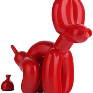 suruim Squat Balloon Dog Statue Resin Sculpture Home Decor Modern Desk Office Home Decoration Accessories for Living Room Animal Figures (Red)