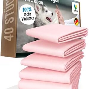 SUN-M Puppy Pads 60 x 60 cm Super Absorbent Pack of 40 Puppy Toilet Extra Thick Puppy Mat Absolutely Leak-Proof Training Pad Dogs Puppy Pads Dog Pads Pink