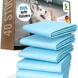 SUN-M Puppy Pads 60 x 60 cm Super Absorbent Pack of 40 Puppy Toilet Extra Thick Puppy Mat Completely Leakproof Training Pad Dogs Puppy Pads Dog Pads Blue