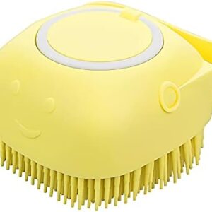 Molain Dog Cat Bath Brush Comb Silicone Rubber Dog Grooming Brush Silicone Puppy Massage Brush Hair Fur Grooming Cleaning Brush Soft Shampoo Dispenser(yellow)