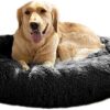 AICSYRM Dog Bed Large Dogs Medium & Small Dog Cushion Dog Sofa Cat Bed Doughnut Choice of Sizes and Colours (XL, Black)