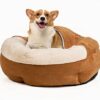 Hewolf Cosy and Comfortable Dog Bed with Hood and Attached Pet Blanket (Yellow, L-59 x 59 cm)