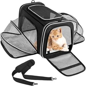 Pet Carrier with Pet Mat, Dog Carrier Bag, Cat Carrier, Foldable Pet Backpack, Large Cat Backpack, Breathable Cat Bag, Carry Bag, Dog Cat in The Car, Plane