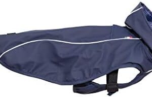 CHIARA Scotty Dog Raincoat 100 Percent Waterproof, Harness Integrated Sports Rain Jacket, Large, Navy