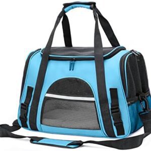 PETCUTE Transport Box for Dogs and Cats, Foldable Transport Bag for Cats up to 9 kg, Cat Transport Box Dog Carrier Bag with Removable Mats, Reflective Stripes, Adjustable Shoulder Strap
