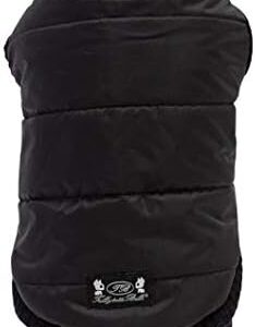 Trilly Tutti Brilli Gatienne Water Repellent Synthetic Down Jacket with Ribbed Wool Profiles, 2X-Small, Black