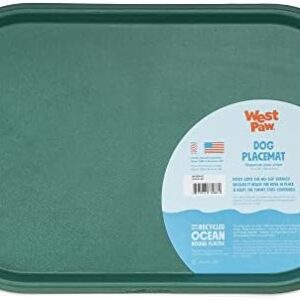 West Paw Seaflex Doggie Placemat – Less Mess Placemats for Dogs, Cats, Pets for Quiet Feeding – Eco-Friendly – Dishwasher Safe, Non-Toxic, Non-Slip – Raised Edges to Hold Dog Bowls, Kelp