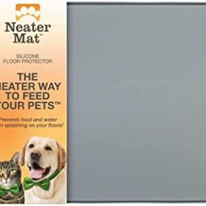 Neater Pet Brands Neater Mat - Waterproof Silicone Pet Bowls Mat - Protect Floors from Food & Water (Gunmetal, 24" x 16" Silicone)