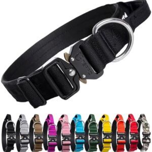 TSPRO Premium Dog Collar with Handle Thick Dog Collar Adjustable Dog Collar Heavy Duty Quick-Release Metal Buckle Dog Collar for Small or Medium to Extra Large Dogs(L-Black)